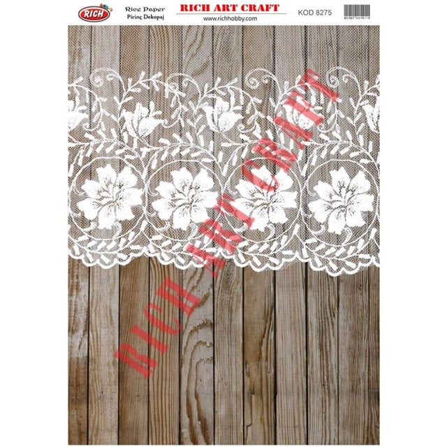 Dantelli Ahşap Pirinç Dekopaj Kağıdı 29x42 cm - Rich 8275