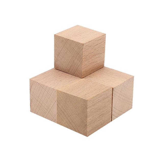 Doğal Ahşap Küp Blok 3 cm (5 adet)