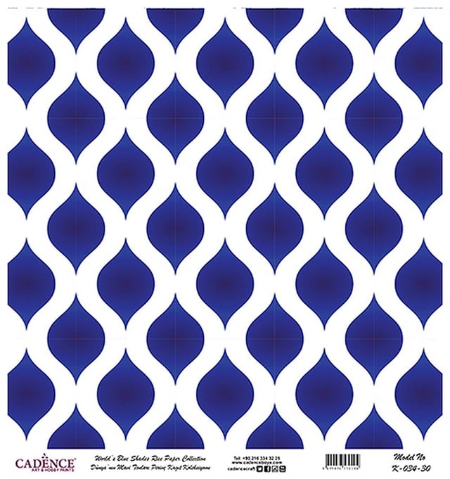 Dünya'nın Mavi Tonları Pirinç Kağıt 30x32 cm - K034