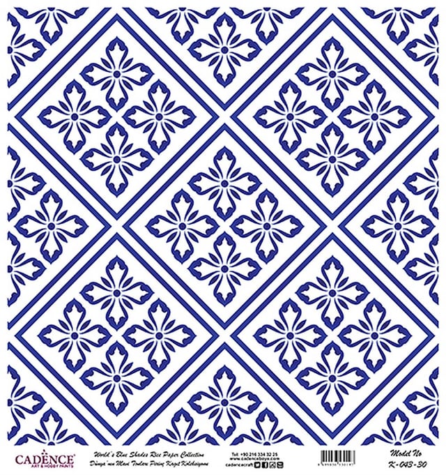 Dünya'nın Mavi Tonları Pirinç Kağıt 30x32 cm - K043
