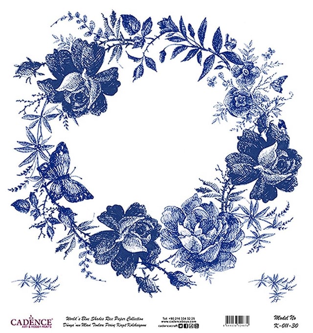 Dünya'nın Mavi Tonları Pirinç Kağıt 30x32 cm - K011