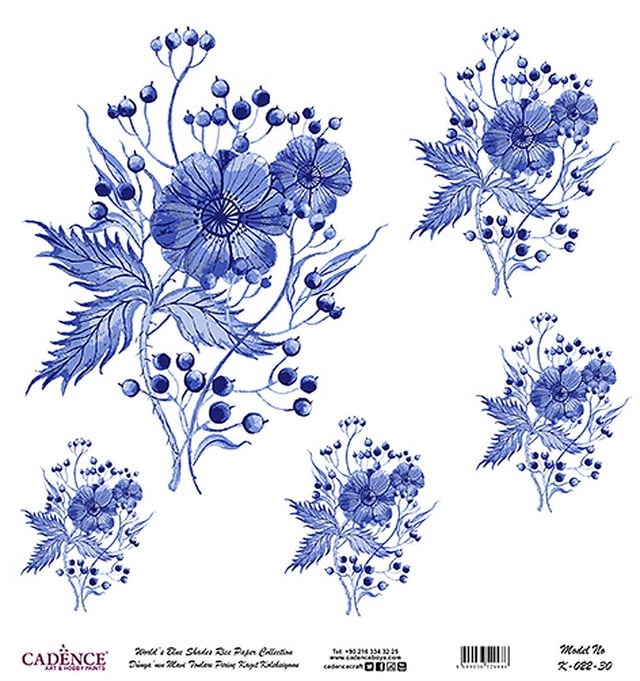 Dünya'nın Mavi Tonları Pirinç Kağıt 30x32 cm - K022