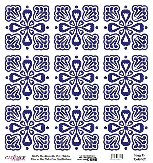 Dünya'nın Mavi Tonları Pirinç Kağıt 30x32 cm - K044