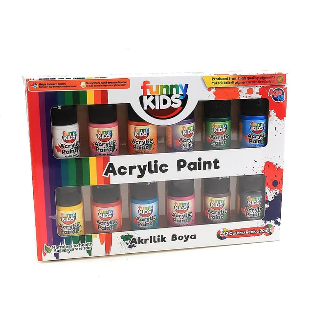Funny Kids Akrilik Boya 12 Renkli Set