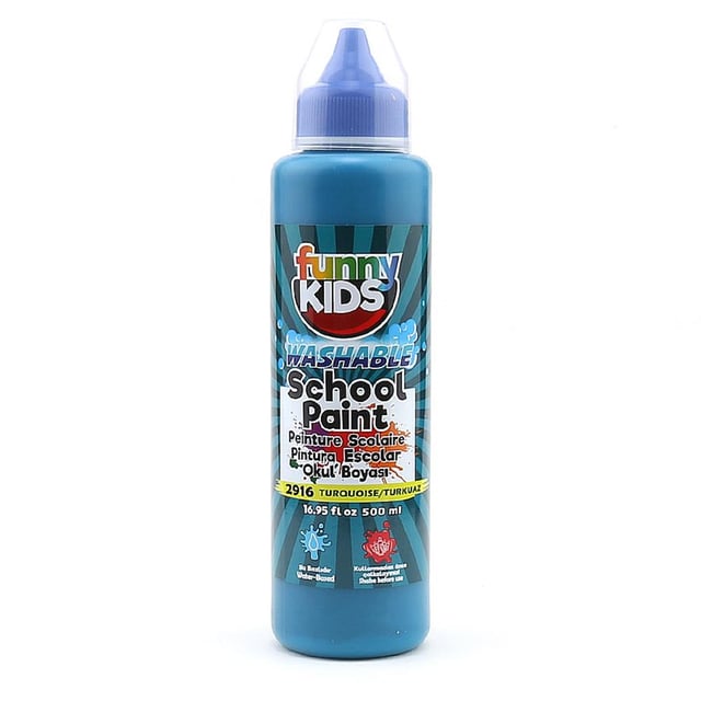 Funny Kids Yıkanabilir Akrilik Okul Boyası 500 ml Turkuaz