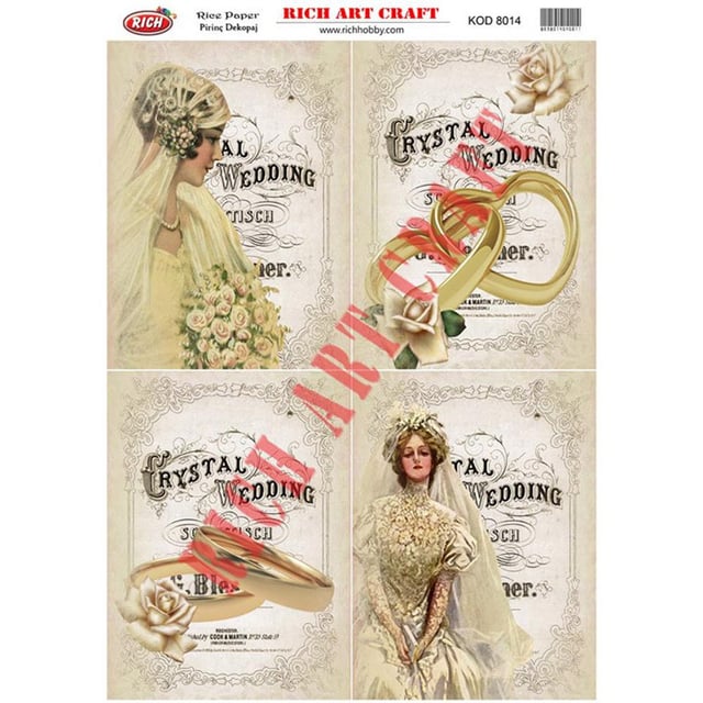 Gelin Figürlü Pirinç Dekopaj Kağıdı 29x42 cm - Rich 8014