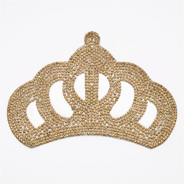 Gold Kristal Taşlı Kraliçe Taç Motif Orta Boy