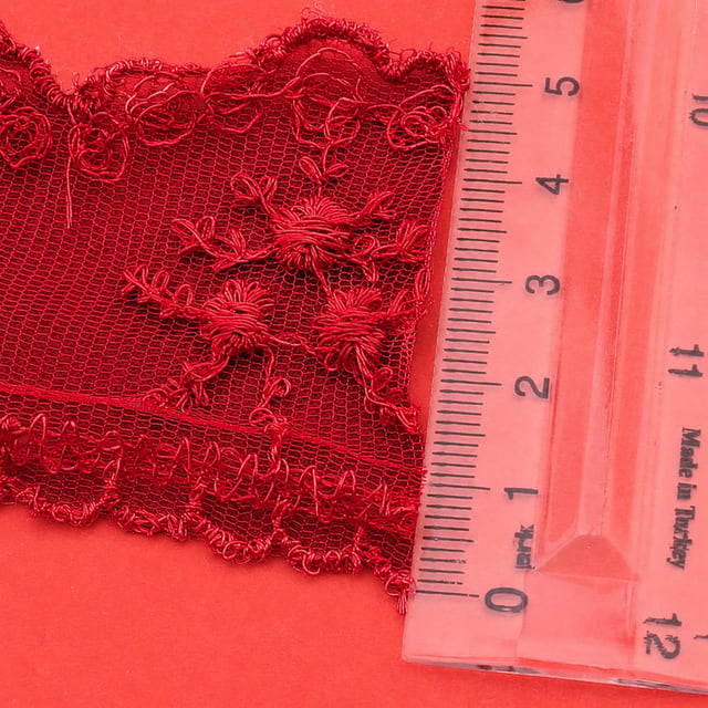 Güpür Dantel 9 metre Fransız Danteli Kırmızı
