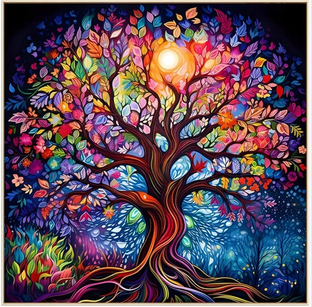 Hayat Ağacı Temalı Elmas Mozaik Seti / Hobi Kiti (30x30)