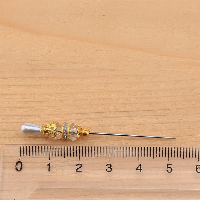 İnci Başlı Kristal Boncuklu Eşarp İğnesi 12 adet