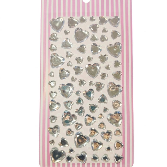 Kalp Figür Rhinestone Yapışkanlı Taş Sticker Seti
