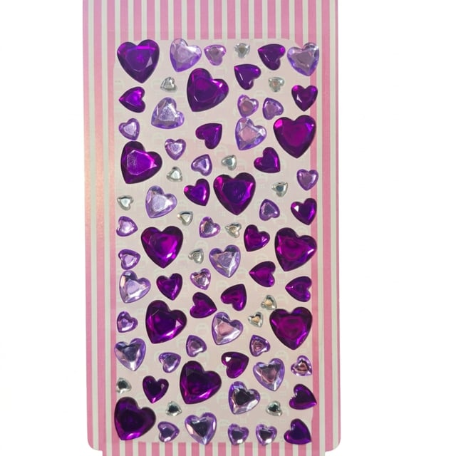 Kalp Figür Rhinestone Yapışkanlı Taş Sticker Seti