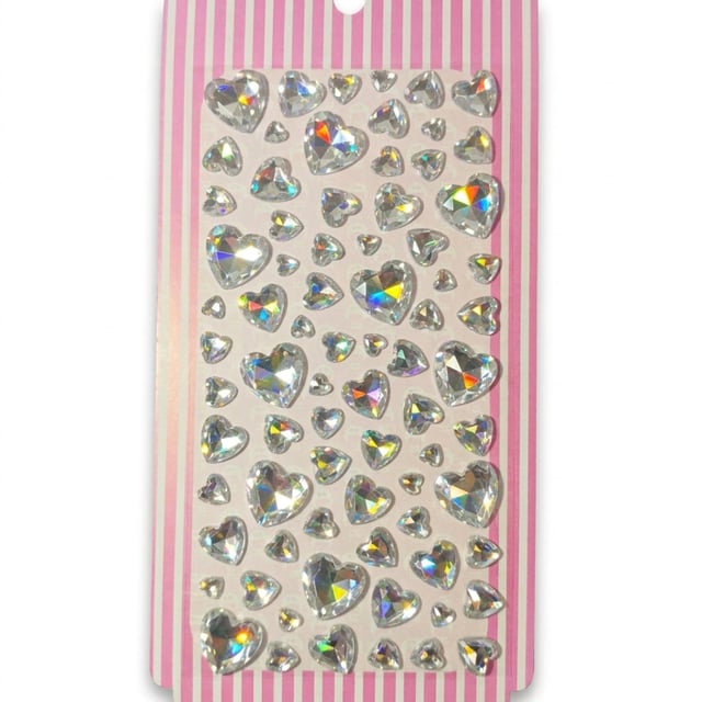 Kalp Figür Rhinestone Yapışkanlı Taş Sticker Seti