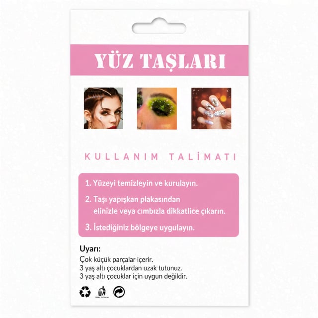 Kendinden Yapışkanlı İnci ve Kelebek Desenli Yüz Taşı Sticker Seti