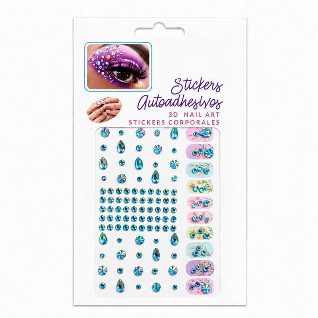 Kendinden Yapışkanlı Kristal Taş Sticker Seti Karışık Desen Turkuaz