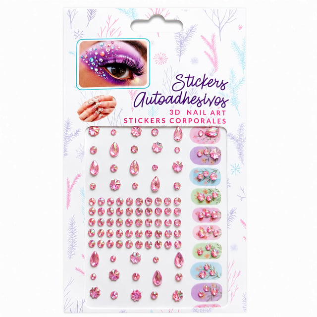 Kendinden Yapışkanlı Kristal Taş Sticker Seti Karışık Desen Pembe