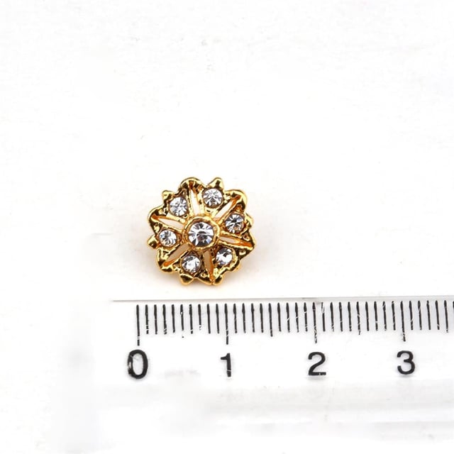 Kristal Taşlı Küçük Metal Düğme Gold