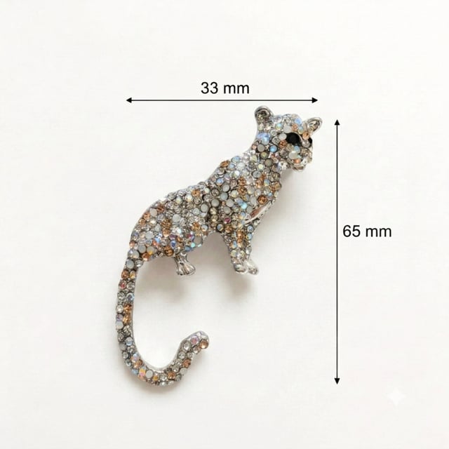 Kristal Taşlı Leopar Broş
