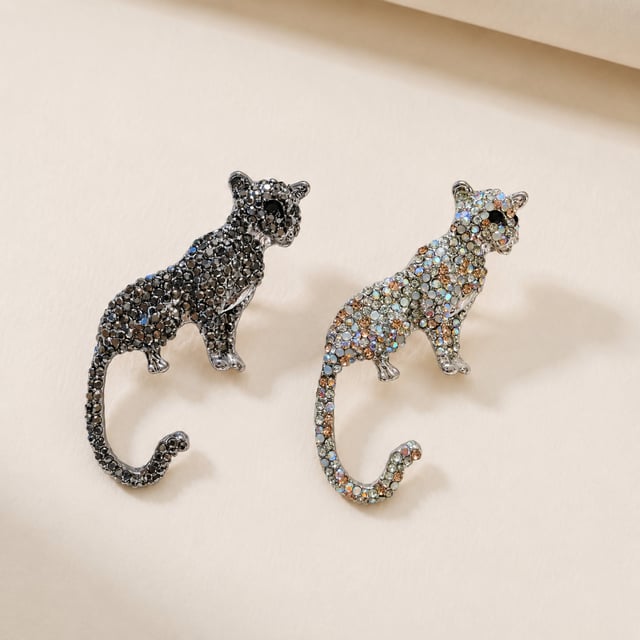 Kristal Taşlı Leopar Broş