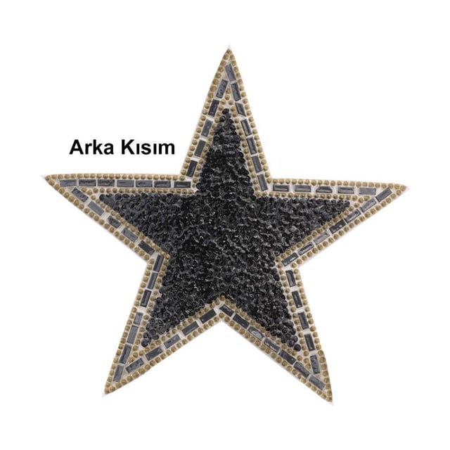Kristal Taşlı Siyah Beyaz Yıldız Aplik