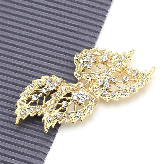 Kristal Taşlı Yaprak Agraf