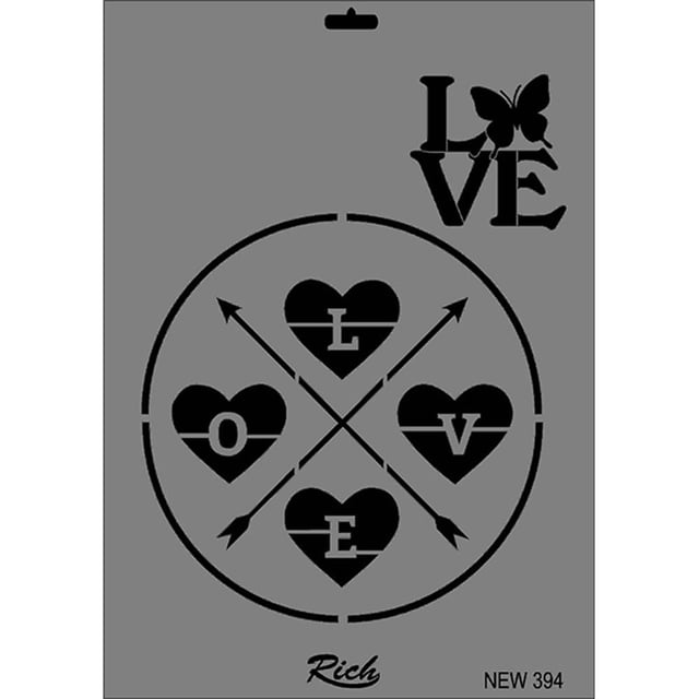 ''Love'' Yazılı Stencil Şablon 25X35 cm - Rich New 394
