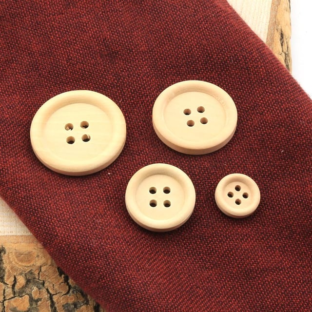 Naturel Tahta Düğme (4 Farklı Boy Seçeneği)