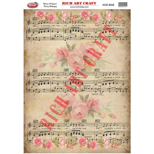 Notalı Pirinç Dekopaj Kağıdı 29x42 cm - Rich 8028