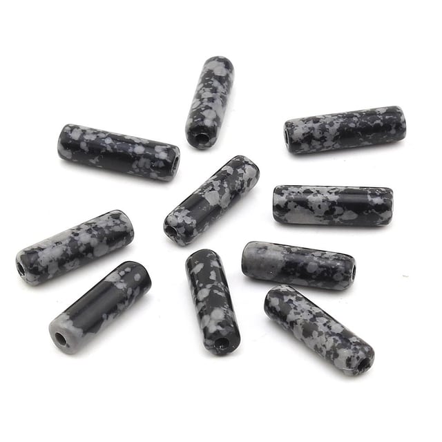Obsidyen Taşı Boru Boncuk 10 adet