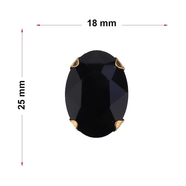 Oval Şeklinde Altın Renk Kasalı Kristal Dikme Beyoğlu Taşı 18 x 25 mm