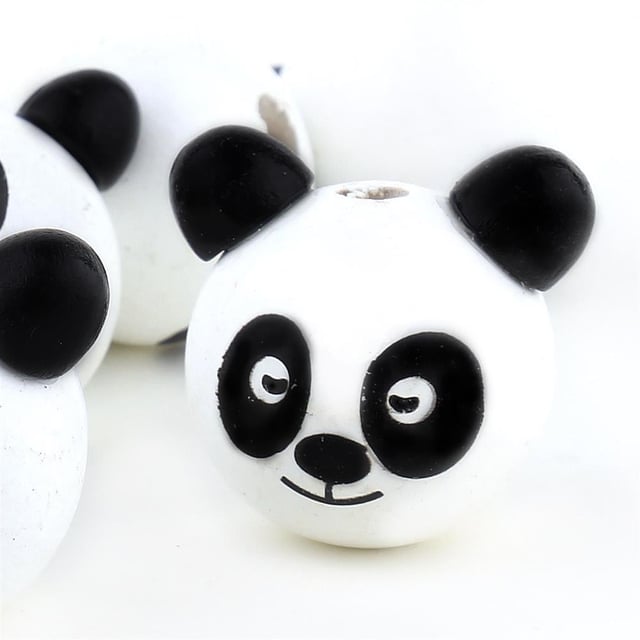 Panda Figür, Ahşap Emzik Zinciri Boncuğu
