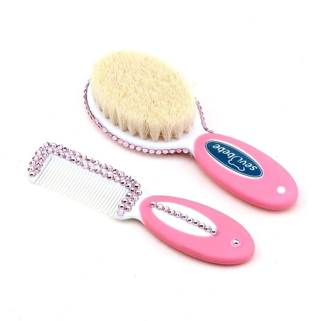 Pembe Kristal Taşlı Bebek Fırça Tarak Seti
