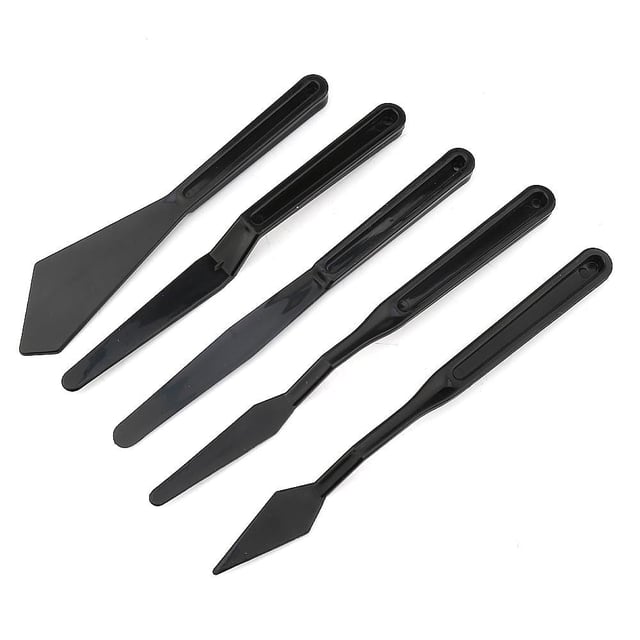 Plastik Spatül Seti Siyah Renk 5'li