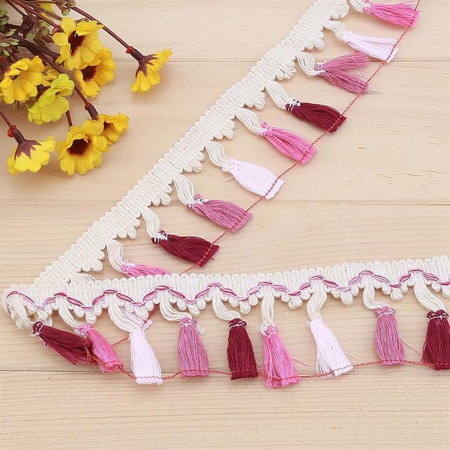 Püsküllü Dantel Şerit Pembe Tonlar