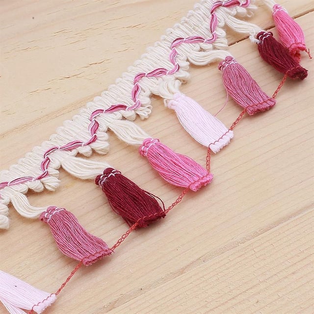 Püsküllü Dantel Şerit Pembe Tonlar