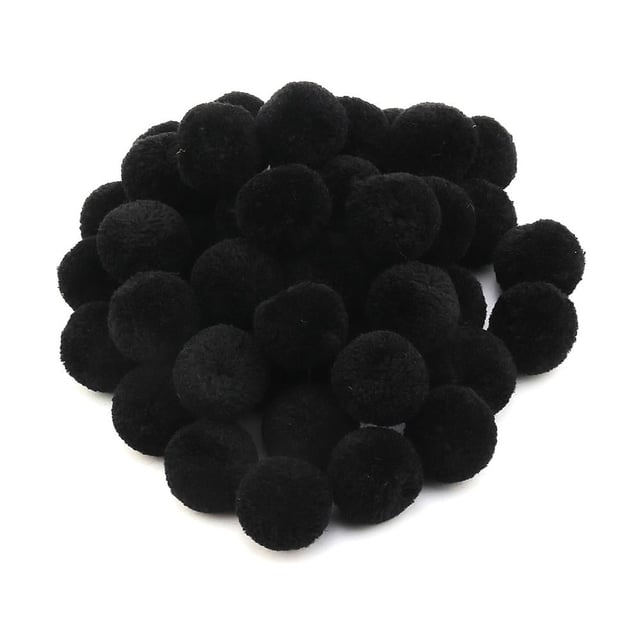 Siyah Yün Ponpon 2 cm 10 Adet