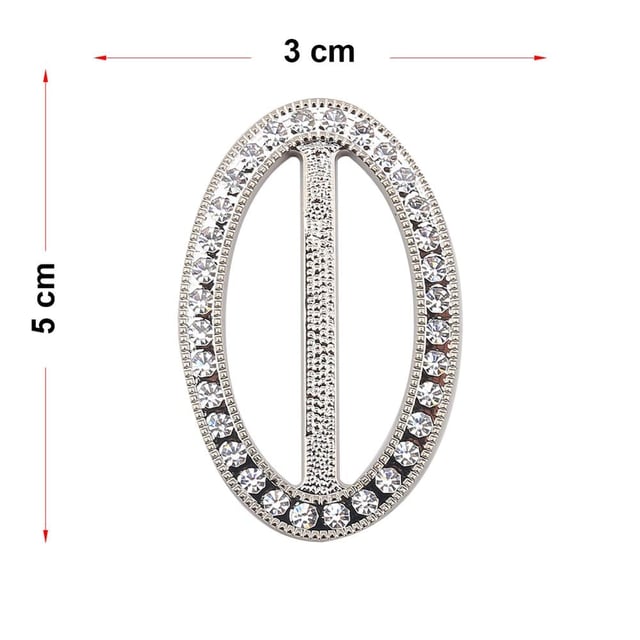 Swarovski Taşlı Gümüş Renk Oval Kemer Tokası