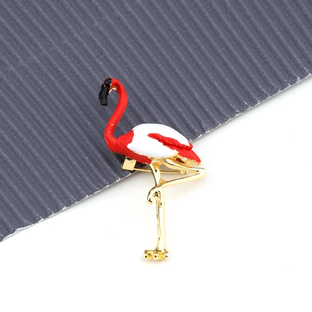 Taşlı Flamingo Broş
