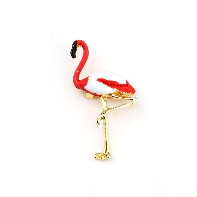 Taşlı Flamingo Broş