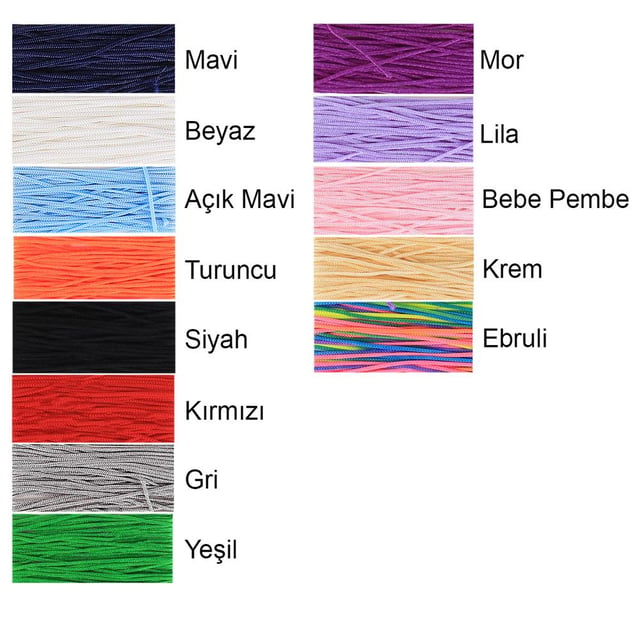 Tesbih ipi 5 metre 13 farklı renk seçeneği