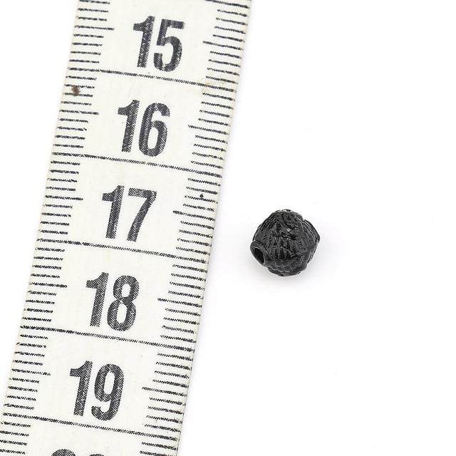 Tuğra Desenli Metal Siyah Boncuk 10 Adet