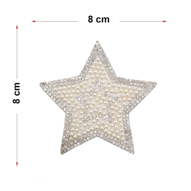 Ütüyle Yapıştırılabilen İncili Yıldız Motif 8 cm