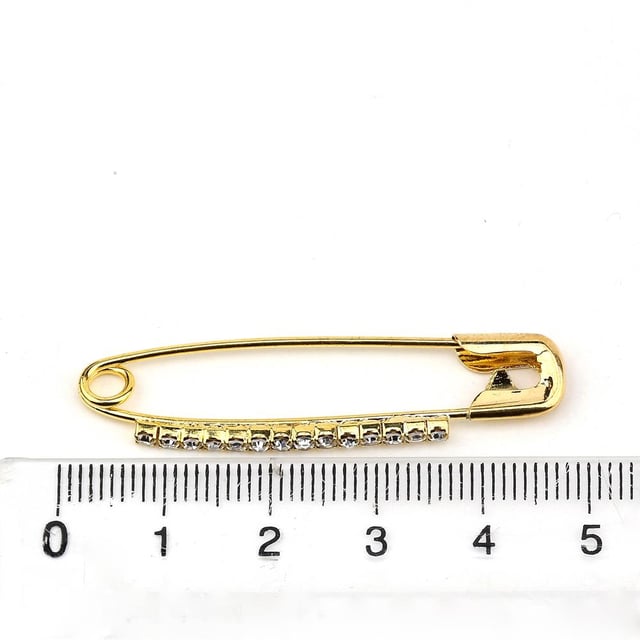 Zirkon Taşlı Altın Çengelli İğne 4,5 cm 12 Adet