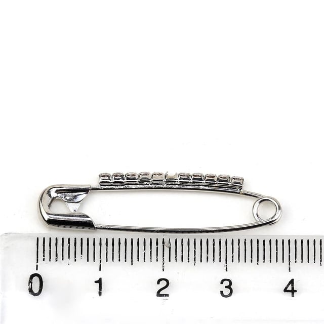 Zirkon Taşlı Gümüş Çengelli İğne 3,8 cm 12 Adet