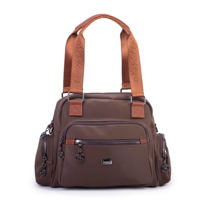  Nas Bag Çok Gözlü Orta Boy Omuz ve Çapraz Çanta Kahve Taba Buzzy