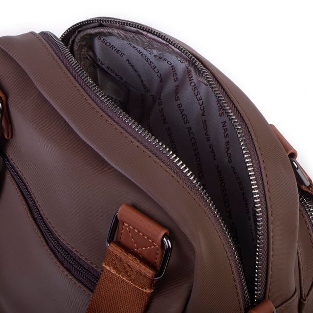  Nas Bag Çok Gözlü Orta Boy Omuz ve Çapraz Çanta Kahve Taba Buzzy