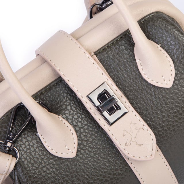  Nas Bag Kadın  Mini Boy Klipsli El ve Postacı Çantası Yeşil Kum Lopez (20x13 cm)