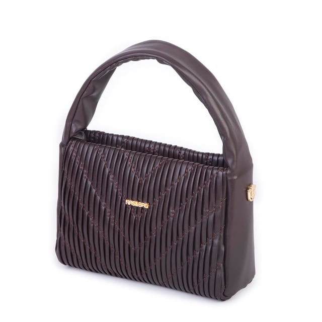  Nas Bag Kadın  Mini Boy Omuz Çapraz ve El Çantası ( 19x15 cm) Kahverengi