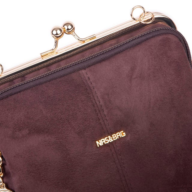 Nas Bag Burslu Klipsli Vintage Omuz ve Çapraz Çanta (23x20 cm ebatlarındadır) Kahve Süet