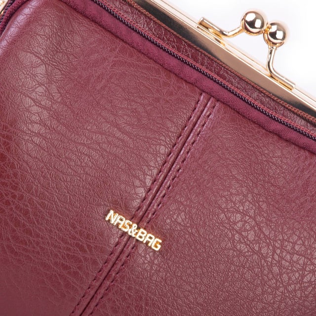 Nas Bag Burslu Klipsli Vintage Omuz ve Çapraz Çanta (23x20 cm ebatlarındadır) Bordo Victoria